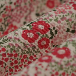 Tissu bachette prairie rose rouge - MT - Mondial Tissus