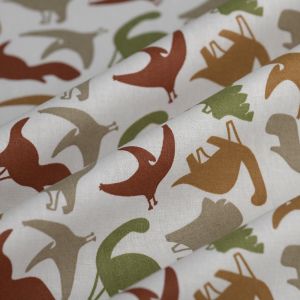 tissu cretonne dinopia vert marron - Mondial Tissus