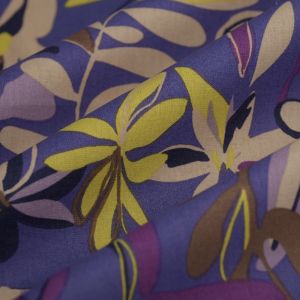 Tissu cretonne dahlia violet - MT - Mondial Tissus