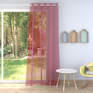 Tissu voilage Bali rose fuchsia plomb&eacute; &agrave; rayures - 300cm - Mondial Tissus