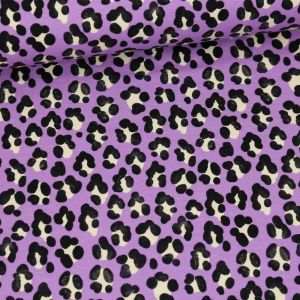 Maille jersey coton bio imprim&eacute; l&eacute;opard violet - Albstoffe - Albstoffe - Mondial Tissus
