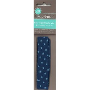 Biais étoilé thermocollant bleu 20x2m - Frou Frou - Mondial Tissus