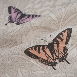 Tissu Bachette papillon ornemental beige - MT - Mondial Tissus