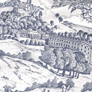 Toile de jouy imprimée Versailles marine - Mondial Tissus