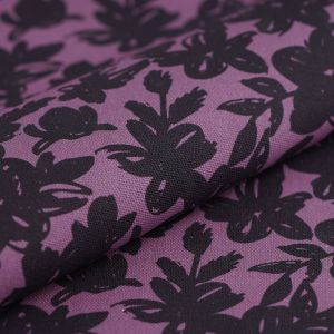 Tissu bachette Floral peint bicolore mauve - MT - Mondial Tissus
