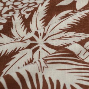 Tissu toile viscose lin palmier &eacute;cru brique - Mondial Tissus