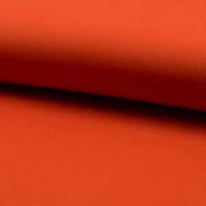 Maille jersey viscose stretch lourd uni orange brûlé - Mondial Tissus