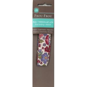 Biais thermocollant 20mmx2m rouge grandes fleurs - Frou Frou - Mondial Tissus