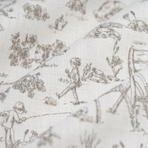 Tissu Bachette toile de Jouy enfant &eacute;cru - MT - Mondial Tissus