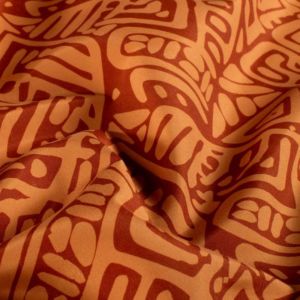 Tissu short de bain recycl&eacute; abstrait ethnique marron - Mondial Tissus