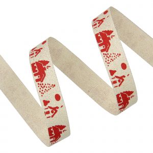 Ruban lurex noel cottage beige - Mondial Tissus