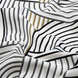 Tissu bachette imprimé courbe contemporaine moderne noir - Mondial Tissus