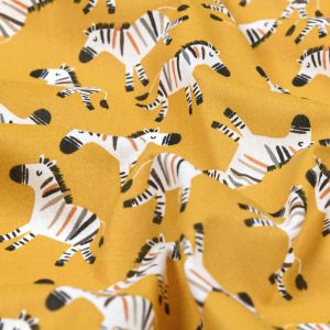 Toile coton imprimée zèbre colore jaune - Mondial Tissus