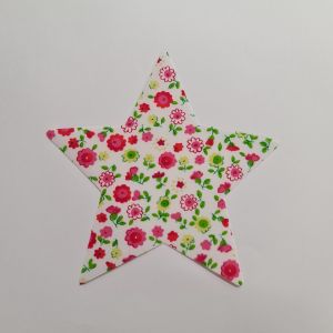 Thermocollant étoile motif fleuri rose et vert - Mondial Tissus
