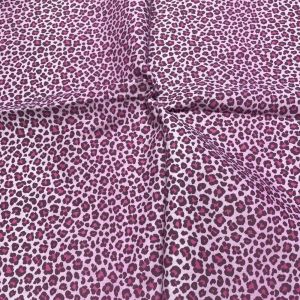 Tissu voile de coton doux rose petit l&eacute;opard fuchsia - Mondial Tissus