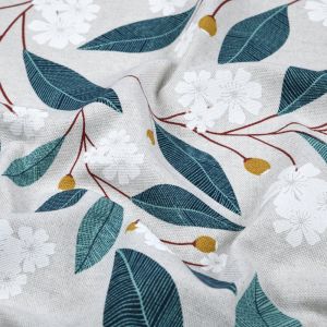 Tissu bachette imprim&eacute; fleur printani&egrave;re bleu - Mondial Tissus