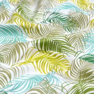 Toile coton imprimée feuille palmier vert - Mondial Tissus