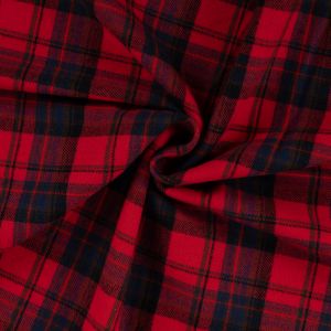 Tissu flanelle tartan rouge - Mondial Tissus