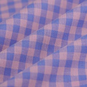 Tissu fil teint vichy bleu rose - MT - Mondial Tissus