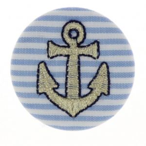 Écusson thermocollant rond rayures bleu ancre - Frou Frou - Mondial Tissus