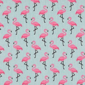 Cretonne flamingo turquoise - Mondial Tissus