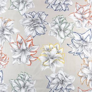 Tissu coton &eacute;pais beige fleur d'&eacute;den - MT - Mondial Tissus