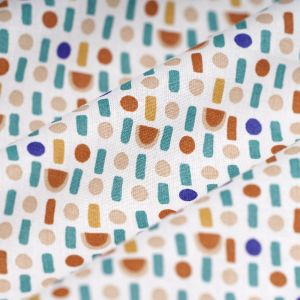 Tissu cretonne mini géométrique multicolore - MT - Mondial Tissus