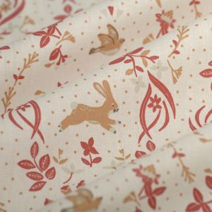 Tissu cretonne Kirsten rose écru - MT - Mondial Tissus