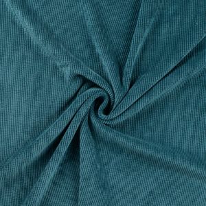 Tissu velours c&ocirc;tel&eacute; d&eacute;lav&eacute; uni bleu turquoise - Mondial Tissus