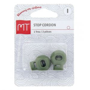 Stop cordon rond 1 trou vert kaki - MT - Mondial Tissus