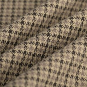 Tissu maille manteau pied de poule marron - Mondial Tissus