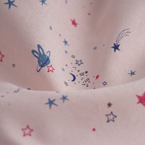 Tissu chambray coton étoiles rose - MT - Mondial Tissus