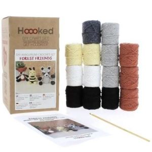 Kit 3 Mini Amigurumis - Renard, abeille et raton laveur - Hoooked - Hoooked - Mondial Tissus