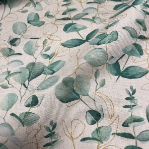 Tissu bachette coton linenlook feuillage tilleul beige - Mondial Tissus