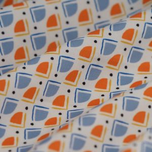 Tissu satin de polyester losanges blanc - MT - Mondial Tissus