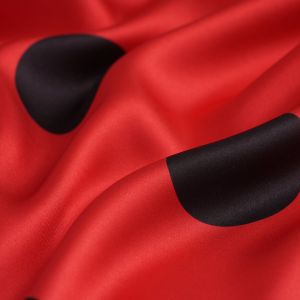 Tissu Satin carnaval pois miracle noir rouge - MT - Mondial Tissus