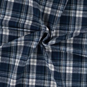 Tissu flanelle tartan bleu marine - Mondial Tissus