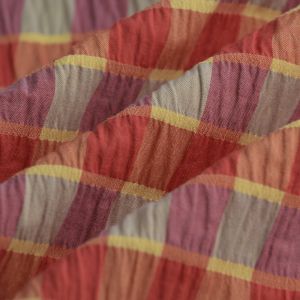 Tissu voile polyester coton smock madras rouge - Mondial Tissus