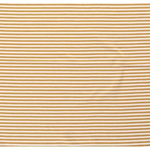 Maille jersey coton stretch blanc rayé moutarde 5mm - Mondial Tissus