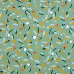 Tissu cretonne imprimé belle nature vert - DOMOTEX - Mondial Tissus
