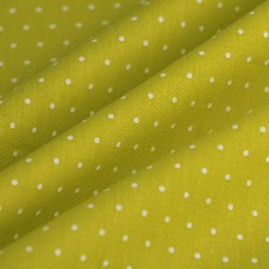 Tissu cretonne petit pois blanc vert pomme - MT - Mondial Tissus