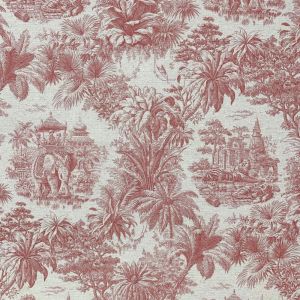 Toile de jouy lin imp tropical rose - Mondial Tissus