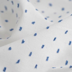 Tissu Plumetis coton bleu blanc - Mondial Tissus