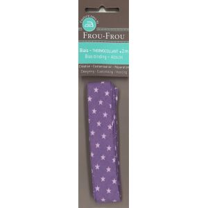Biais thermocollant 20x2m étoiles violet clair - Frou Frou - Mondial Tissus
