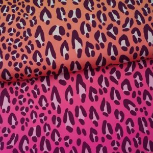 Tissu lycra et polyester recyclé maillot bain et sport léopard rose orange - Albstoffe - Albstoffe - Mondial Tissus