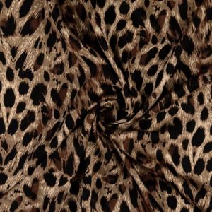 Tissu satin viscose peau de bête brun - Mondial Tissus