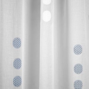 Tissu voile blanc ronds bleus - Mondial Tissus