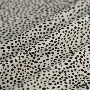 Tissu popeline coton points noir &eacute;cru - MT - Mondial Tissus