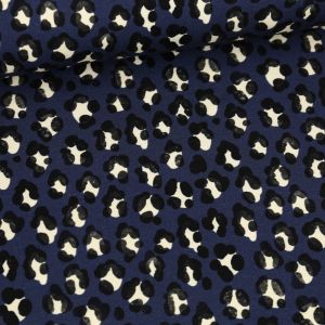 Maille jersey coton bio imprimé léopard bleu marine - Albstoffe - Albstoffe - Mondial Tissus