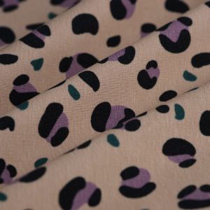 Tissu French terry l&eacute;opard rose - MT - Mondial Tissus